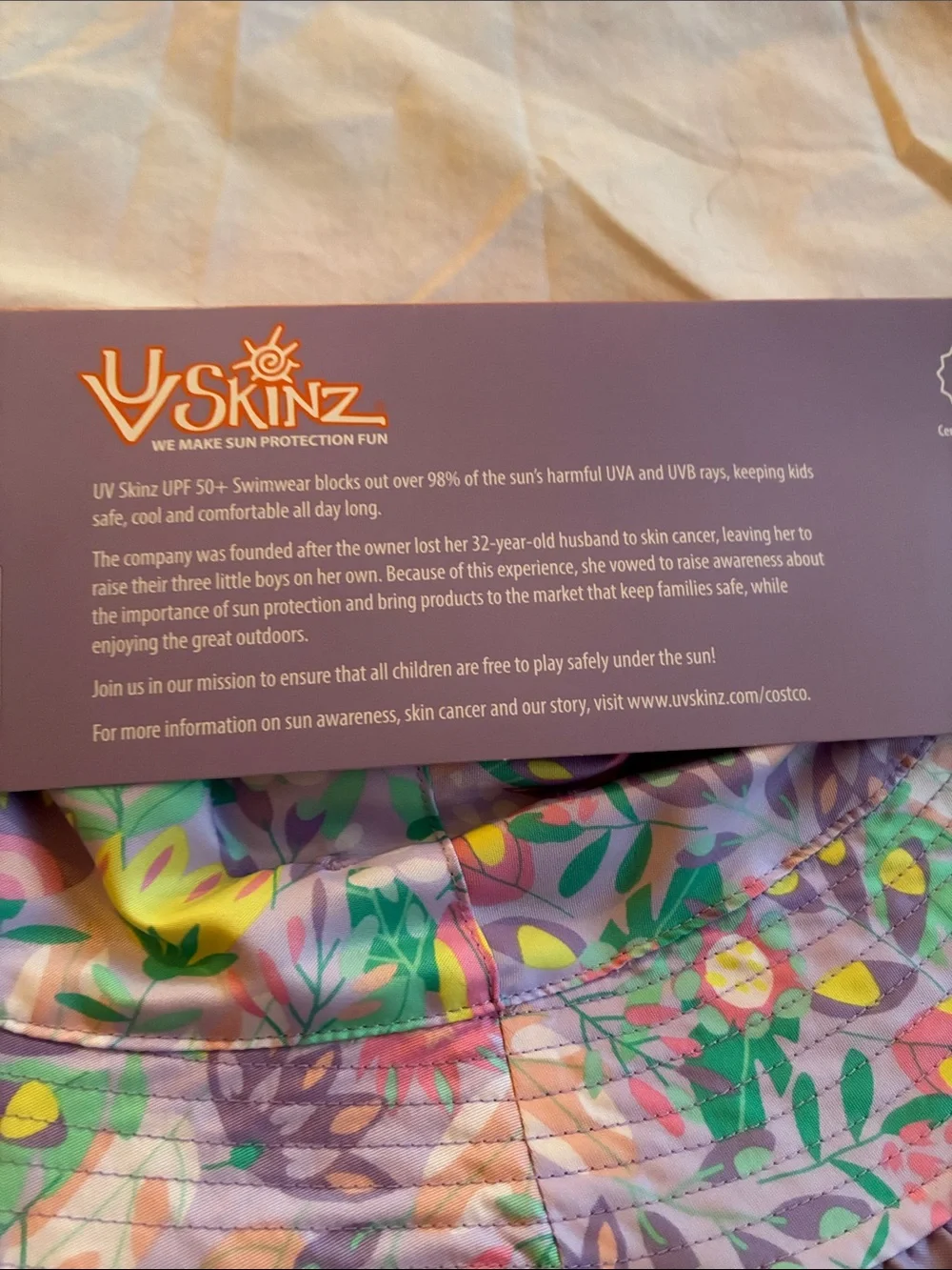 UV Skinz Lavender Kids swimwear set with Floral Sleeves & Unicorn Graphic